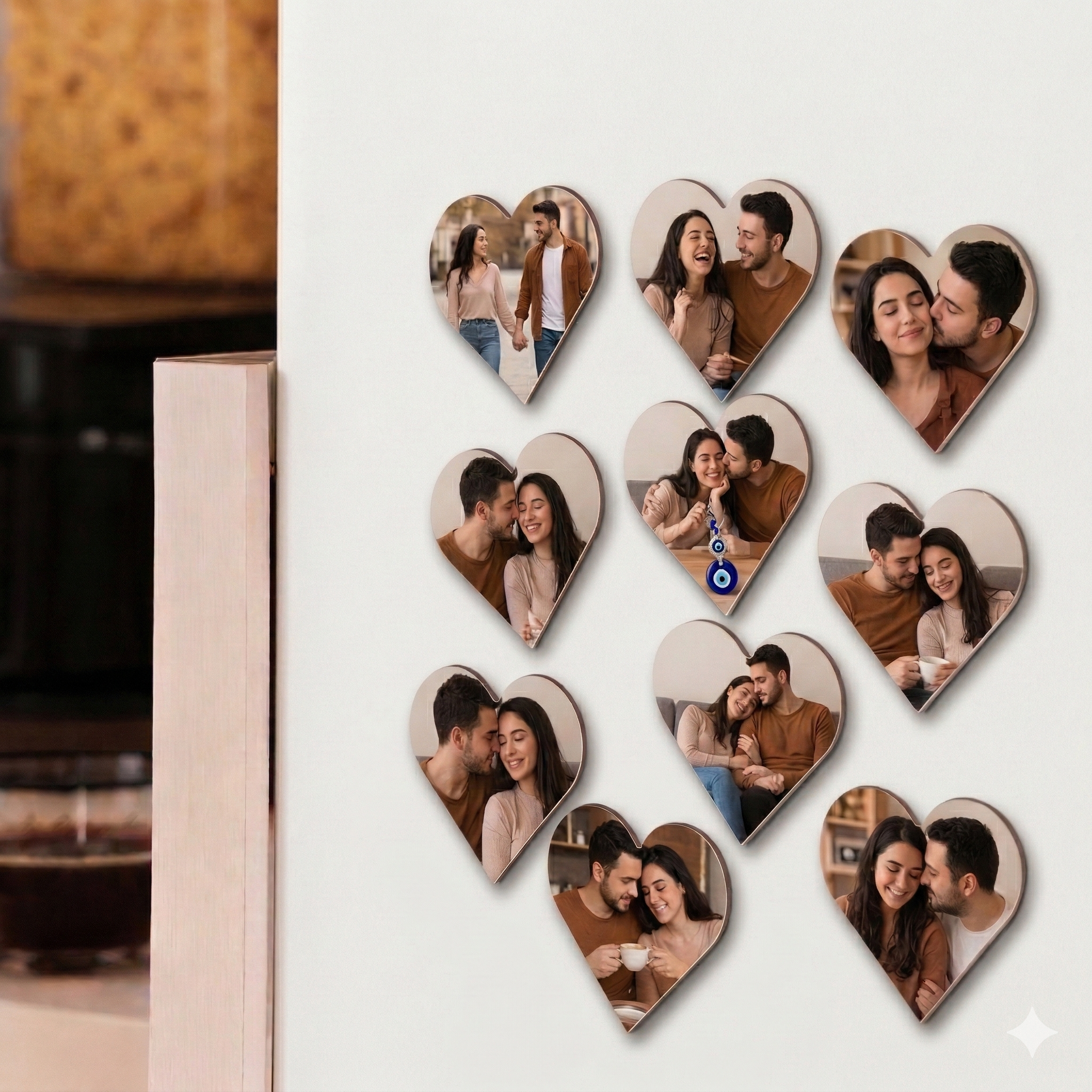 Fotoğraflı Kalp Magnet 9 Adet