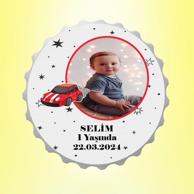 Arabalı Resimli İsimli Yıldız Kapak Magnet Açacak Kişiye Özel