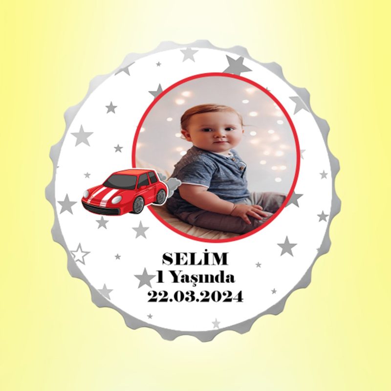 Arabalı Resimli İsimli Yıldızlar Kapak Magnet Açacak Kişiye Özel