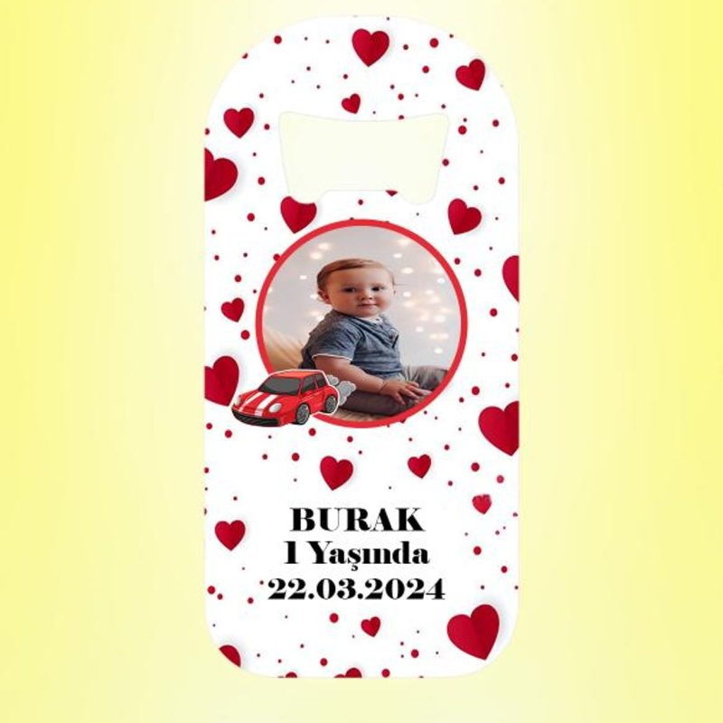 Arabalı Resimli Kalpli Magnet Açacak Kişiye Özel