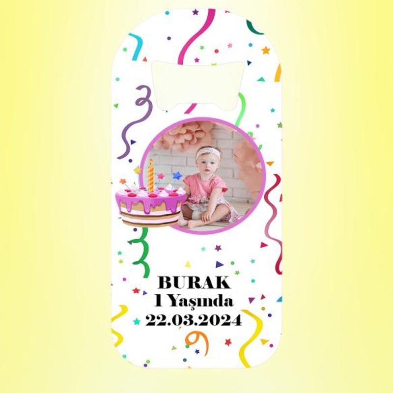 Doğum Günü Pastalı Resimli Parti Magnet Açacak Kişiye Özel