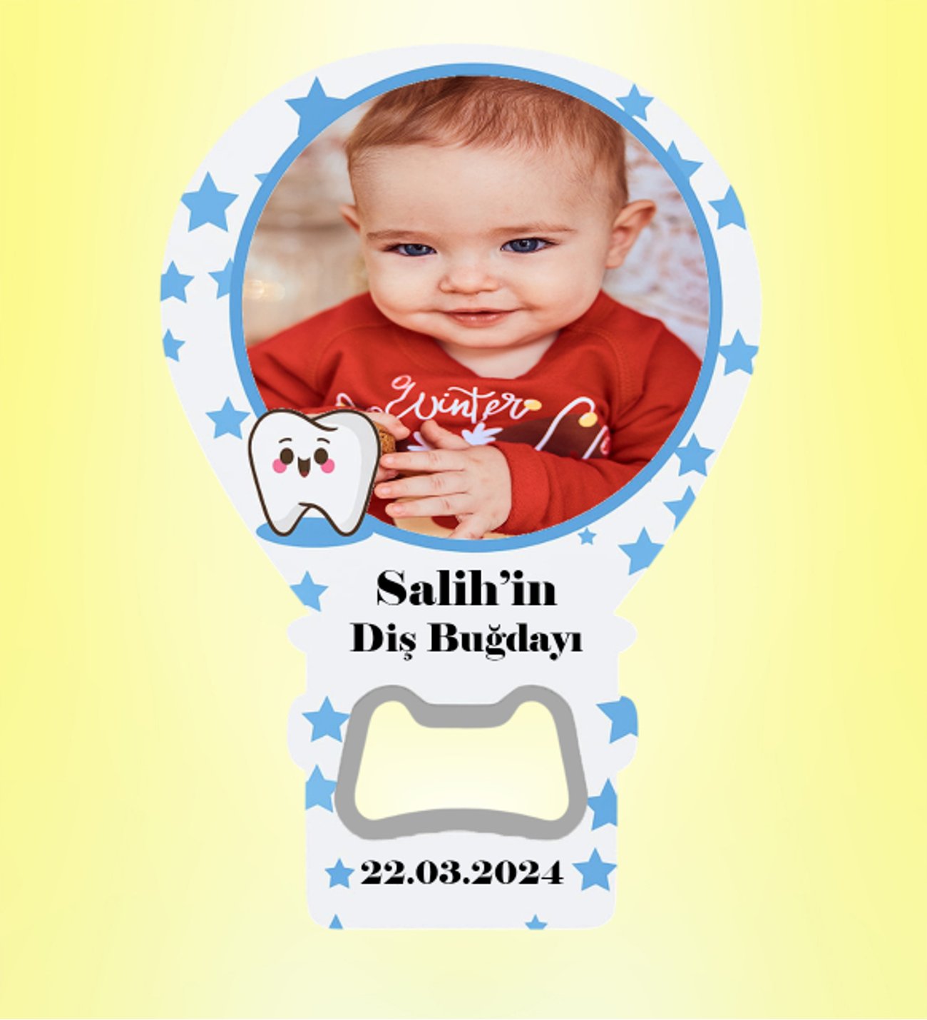 Erkek Bebek Diş Buğdayı Açacak Magnet Kişiye Özel