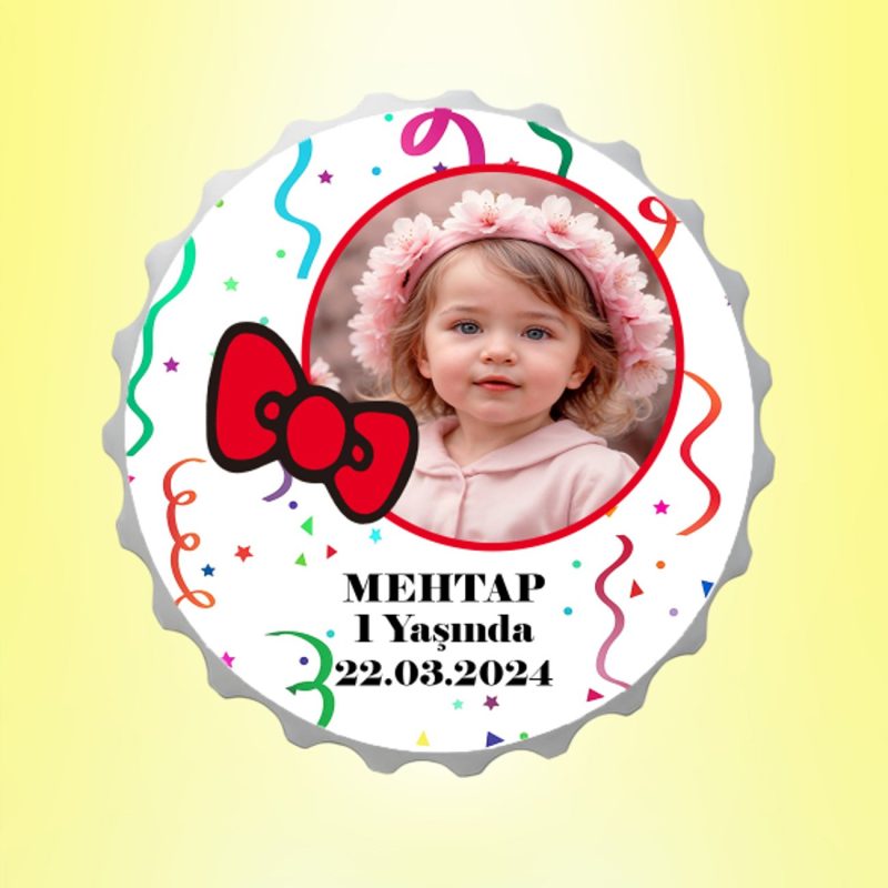 Fiyonklu Yaşında Resimli İsimli Parti Magnet Açacak Kişiye Özel