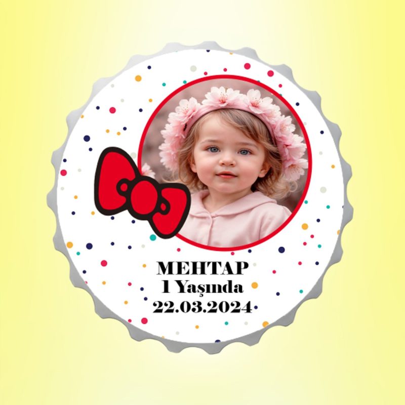 Fiyonklu Yaşında Resimli İsimli Puantiyeli Magnet Açacak Kişiye Özel