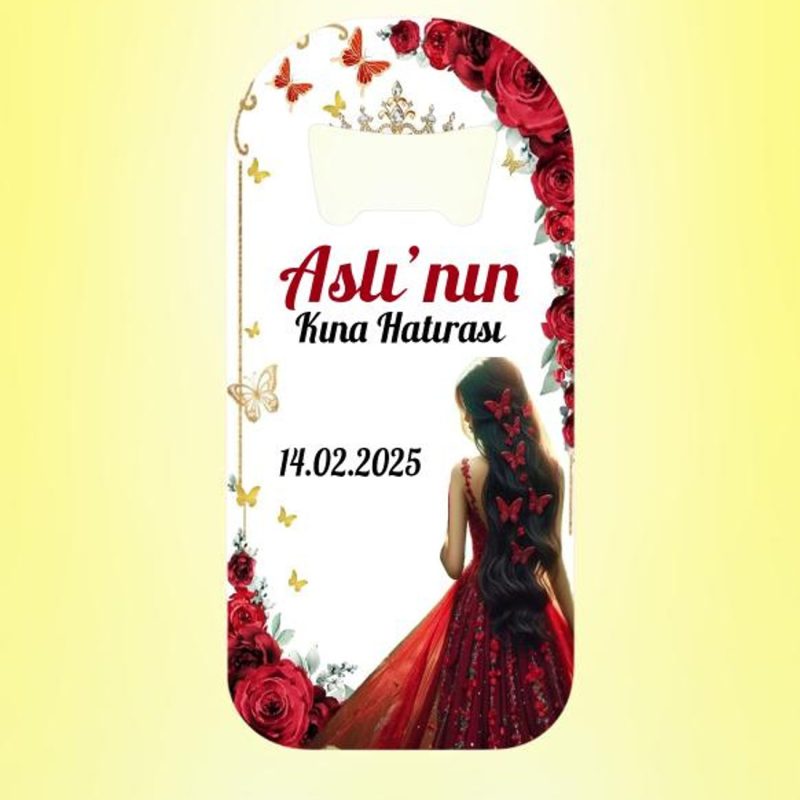 Kına Hatırası İsimli Magnet Açacak Kişiye Özel