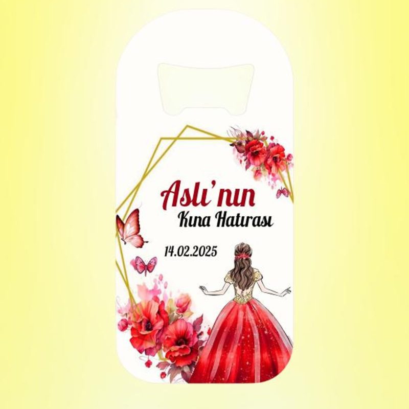 Kına İsimli Tarihli Magnet Açacak Kişiye Özel