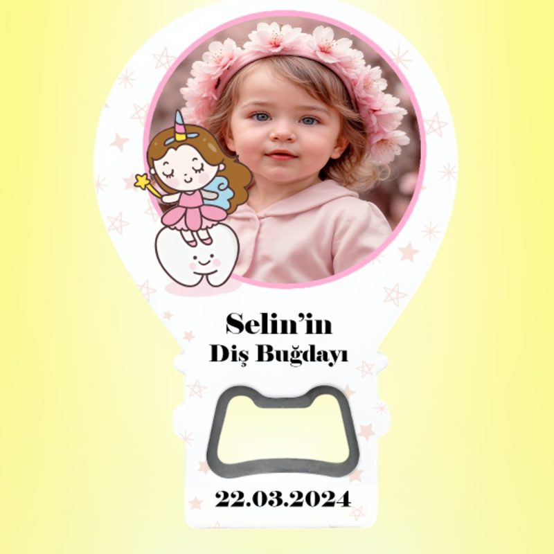 Kız Bebek Diş Buğdayı Açacak Magnet Kişiye Özel