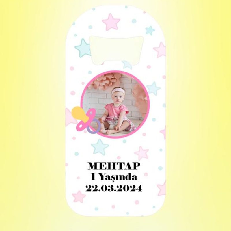 Kız Bebek Emzikli Resimli Gökyüzü Magnet Açacak Kişiye Özel