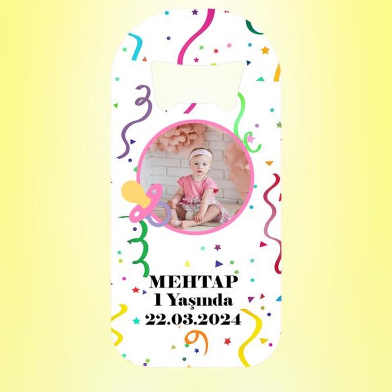 Kız Bebek Emzikli Resimli Parti Magnet Açacak Kişiye Özel