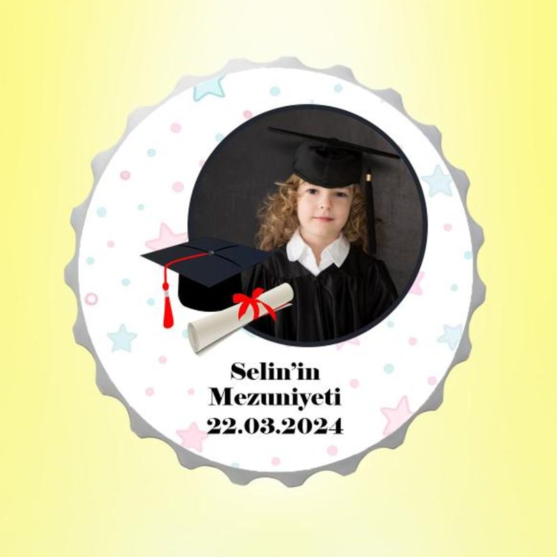 Mezuniyet Resimli İsimli Gökyüzü Kapak Magnet Açacak Kişiye Özel