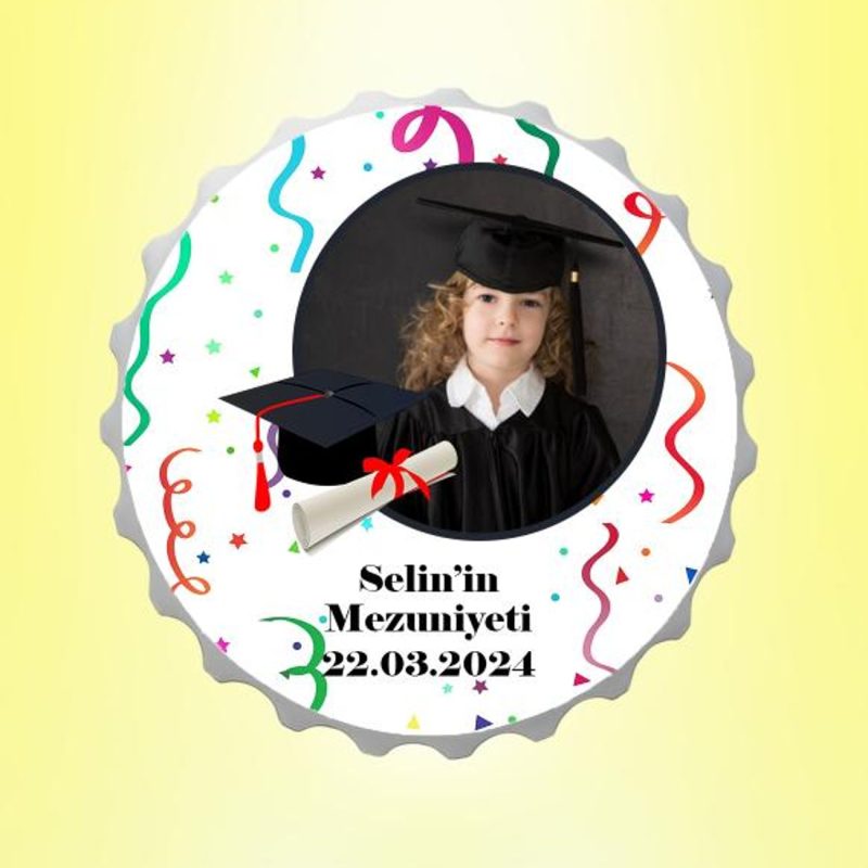 Mezuniyet Resimli İsimli Parti Magnet Kapak Açacak Kişiye Özel