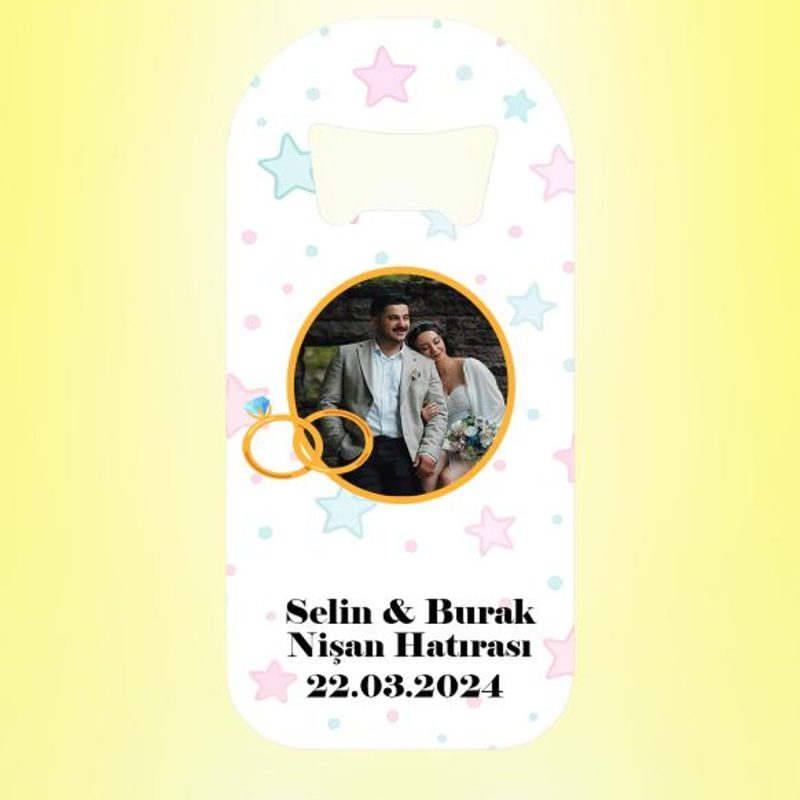 Nişan Hatırası Resimli Gökyüzü Magnet Açacak Kişiye Özel