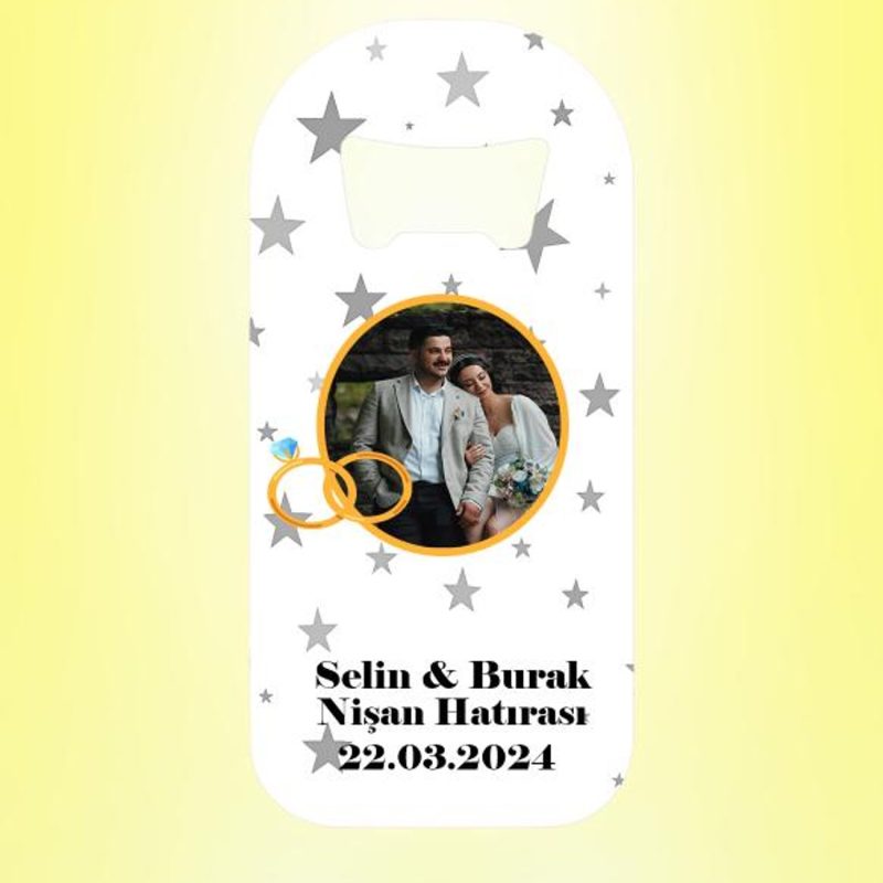 Nişan Hatırası Resimli Yıldızlar Magnet Açacak Kişiye Özel