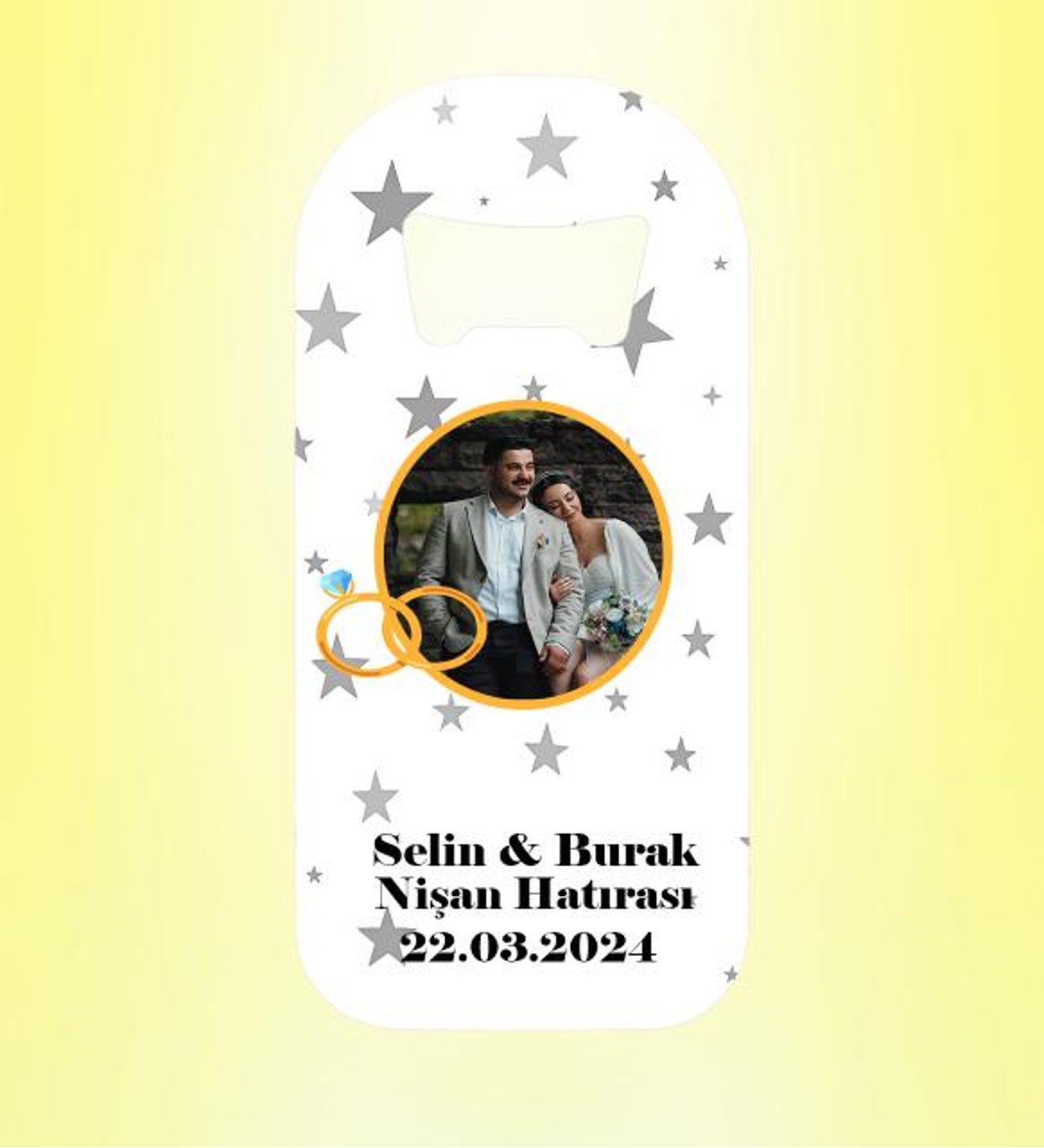 Nişan Hatırası Resimli Yıldızlar Magnet Açacak Kişiye Özel