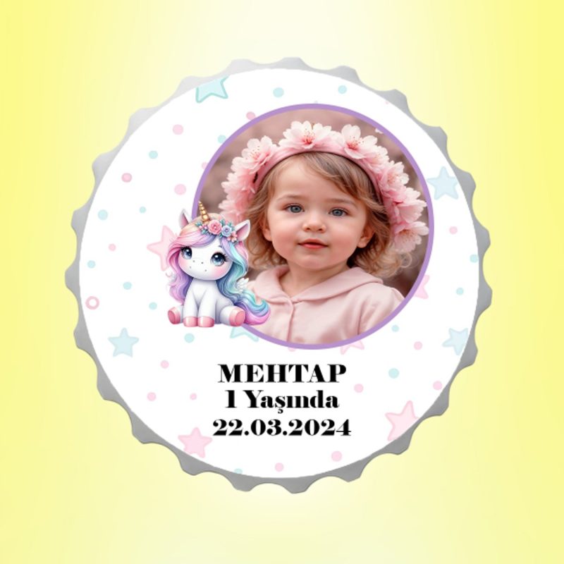 Pony Resimli İsimli Gökyüzü Kapak Magnet Açacak Kişiye Özel