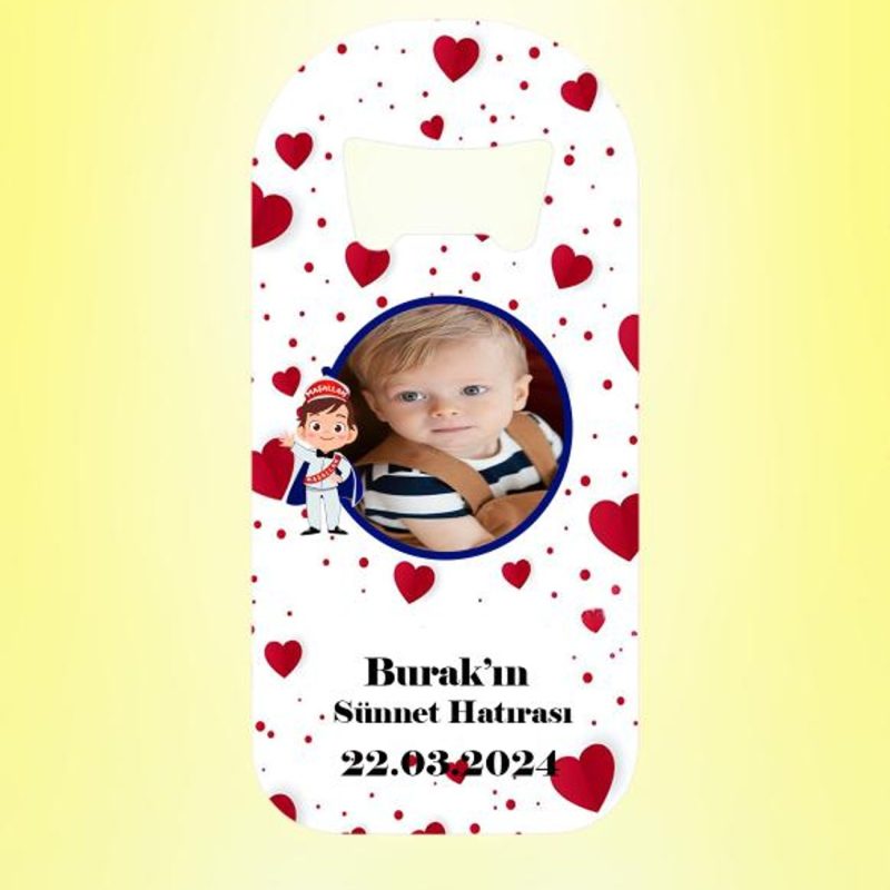 Sünnet Hatırası Resimli Kalpli Magnet Açacak Kişiye Özel