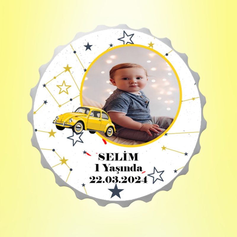 Vosvos Resimli İsimli Yıldız Haritası Kapak Magnet Açacak Kişiye Özel