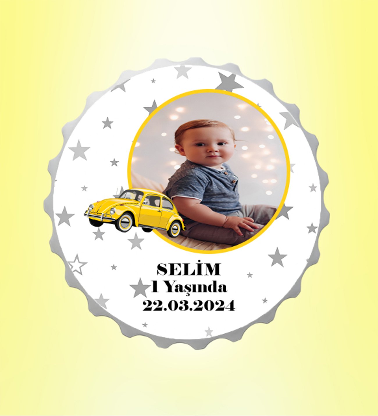 Vosvos Resimli İsimli Yıldızlar Kapak Magnet Açacak Kişiye Özel